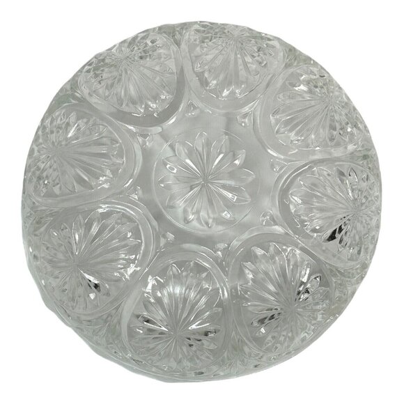 Vintage Indiana Glass Bowl Clear  Pressed Starburst Pattern Scalloped Rim 8" - Picture 5 of 6